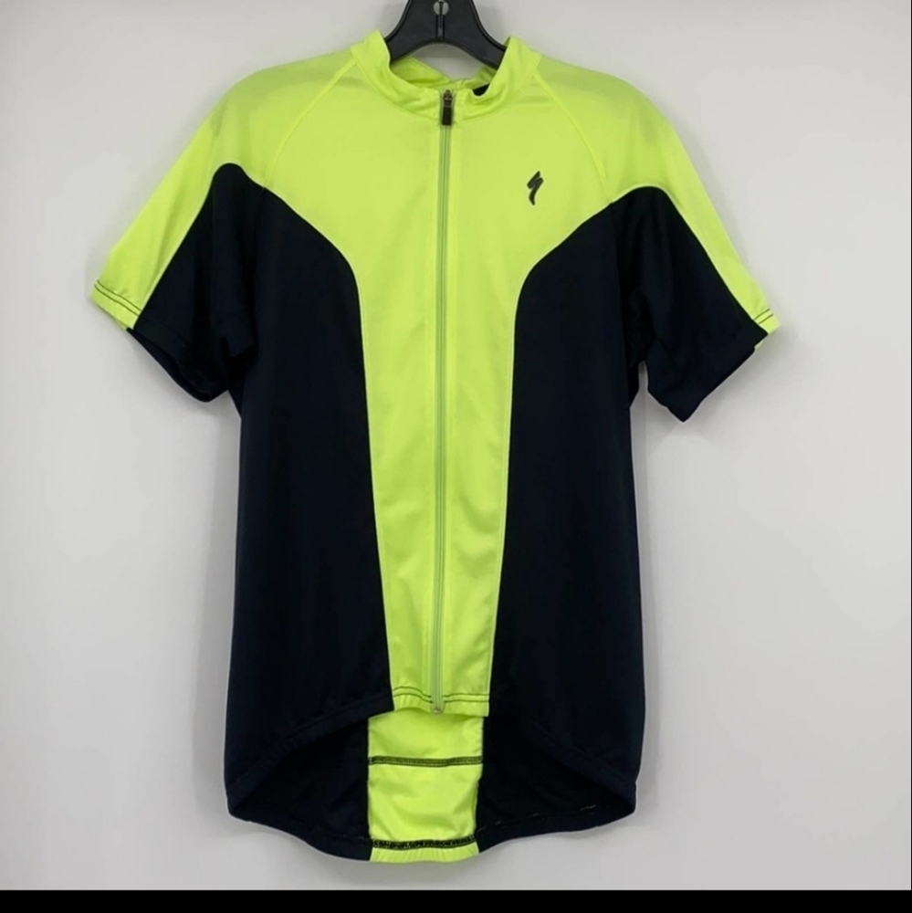 Specialized Womens Black & Yellow Short Sleeve Cycling Jersey Size Large